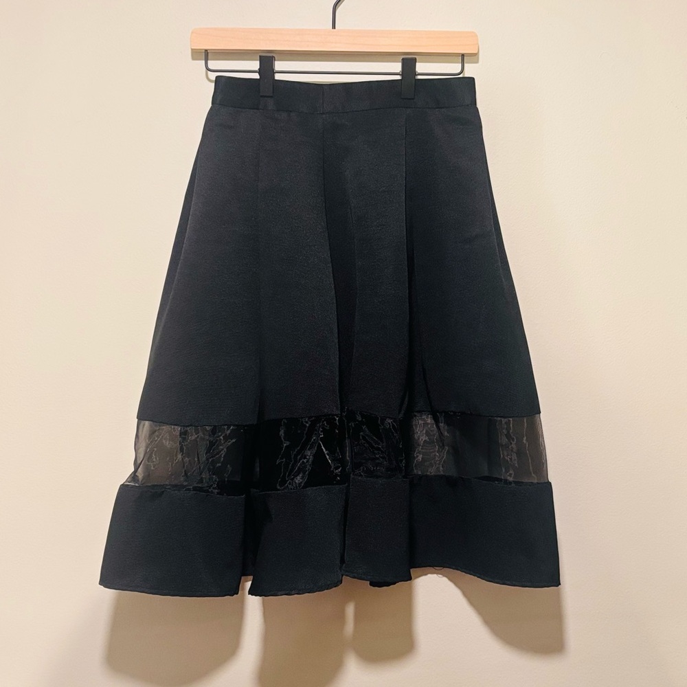 Express Black A-Line Skirt with Sheer Panels